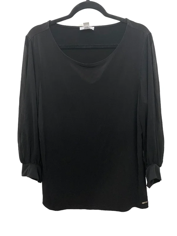 Top Long Sleeve By Calvin Klein In Black, Size: L