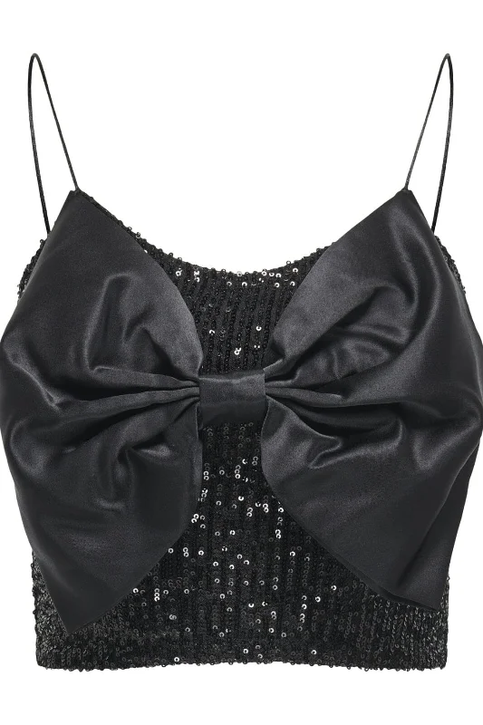 Only - Onlana S/L Bow Top - 4652279 Black Black Sequins + Bow