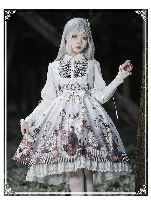 white jsk dress+detachable bows