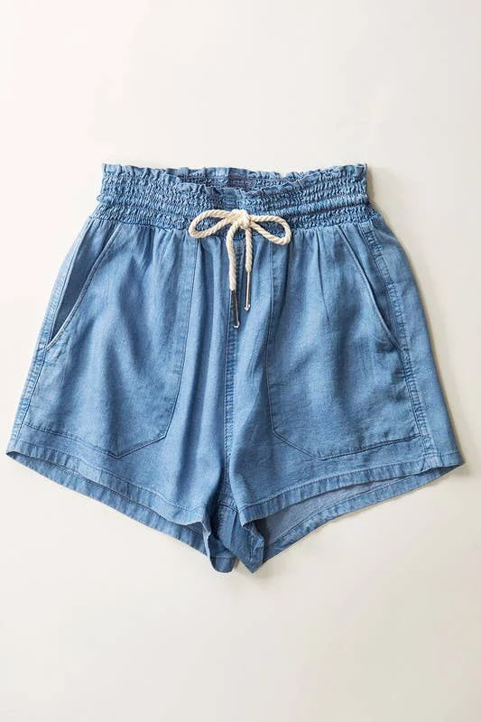 ROPE DRAWSTRING TENCEL SUMMER SHORTS