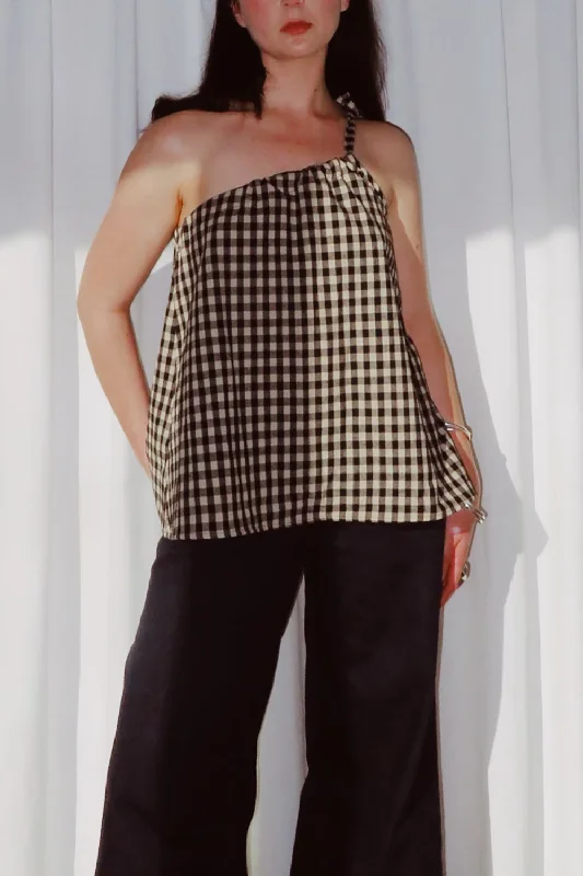 Arcadia Top - Black/Beige Check