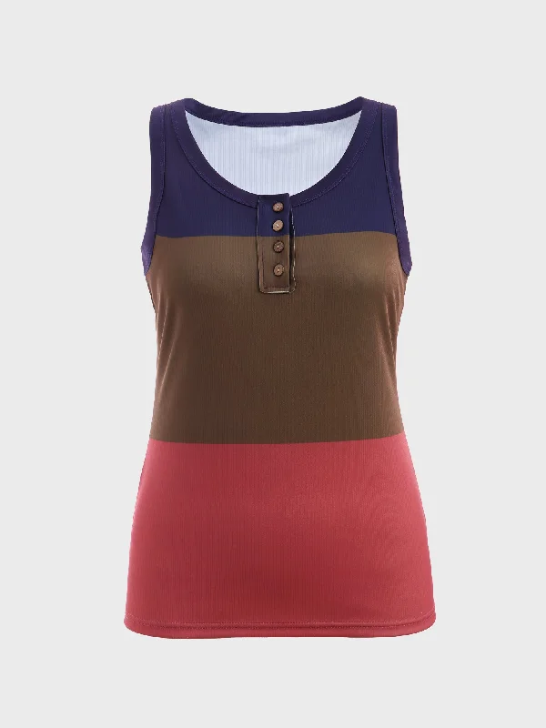 Midsize Ribbed Gradient Color Tank Top