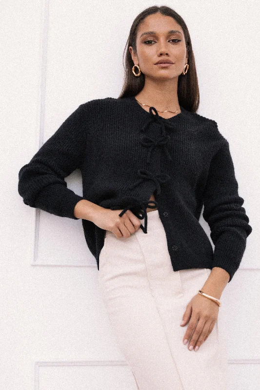 Time-Limited Offer Wilde Bow Front Cardigan - Black