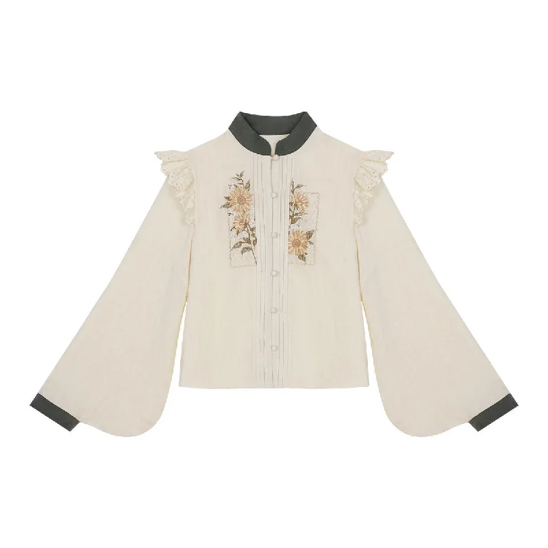 beige embroidered blouse only