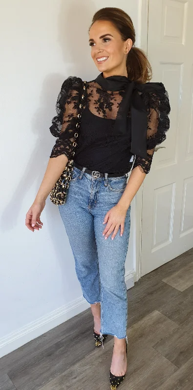 BLACK LACE TOP