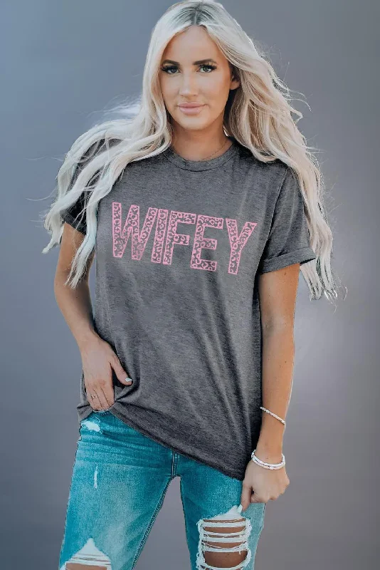 Wifey Leopard Graphic Short Sleeve Tee