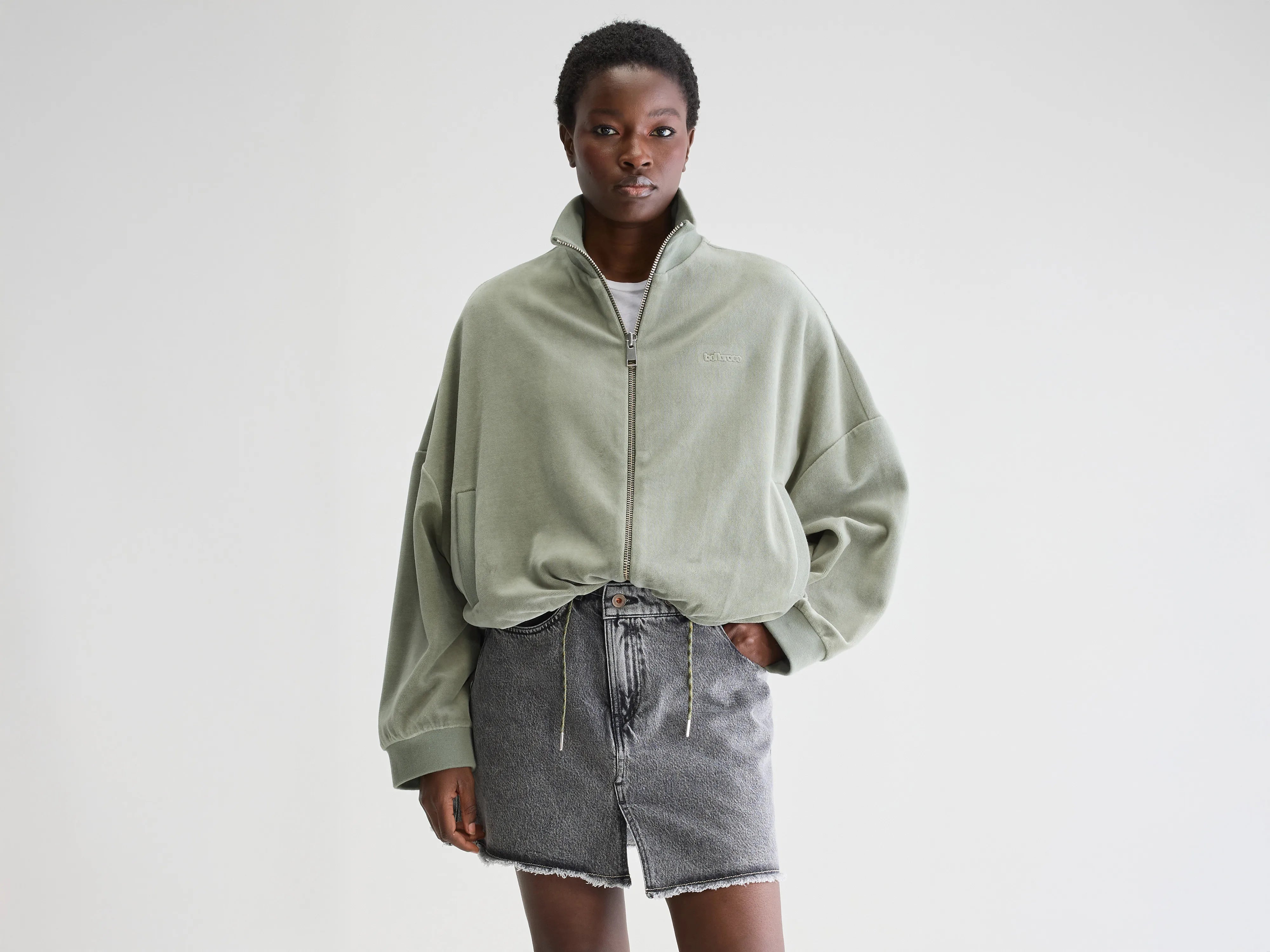 Tallis zip-up sweatshirt (251 / W / EUCALYPTUS)