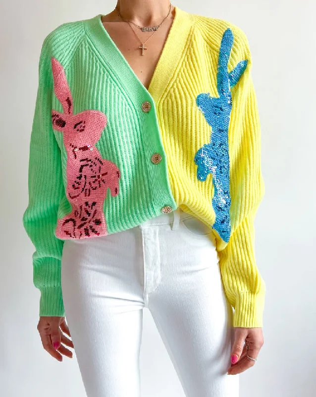 PASTEL COLORBLOCK BUNNY CARDIGAN