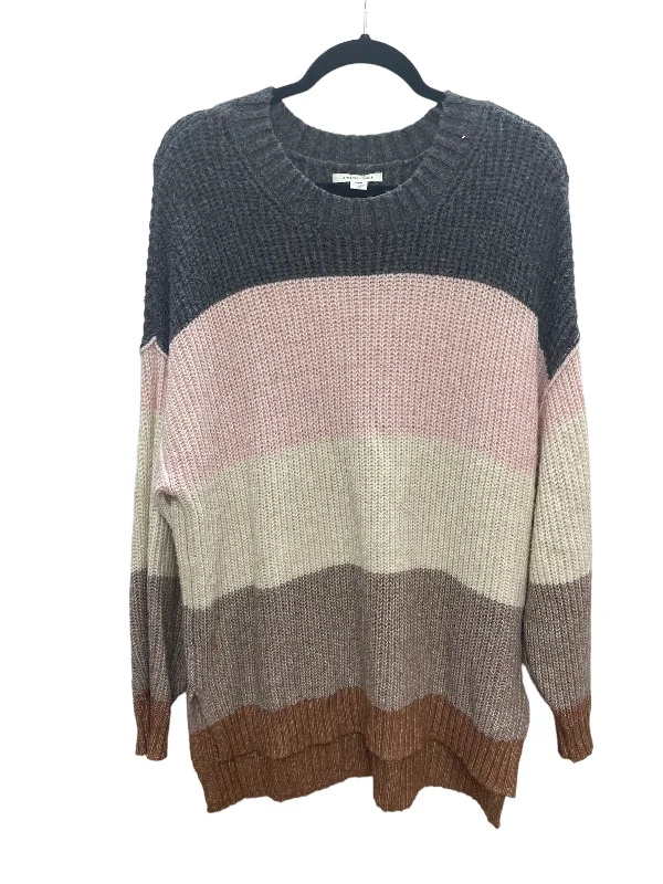 Sweater By American Eagle In Grey & Pink, Size: M