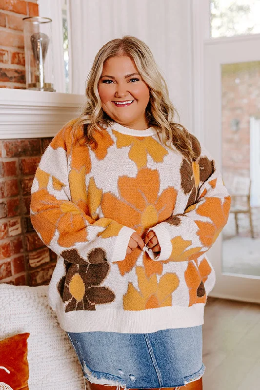 Falling For You Knit Floral Sweater Curves