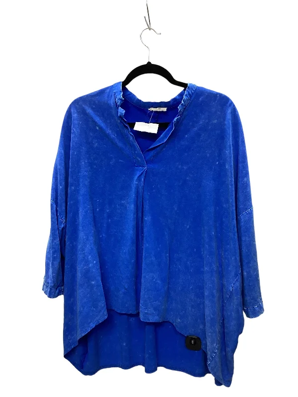 Top Long Sleeve By Easel In Blue, Size: S