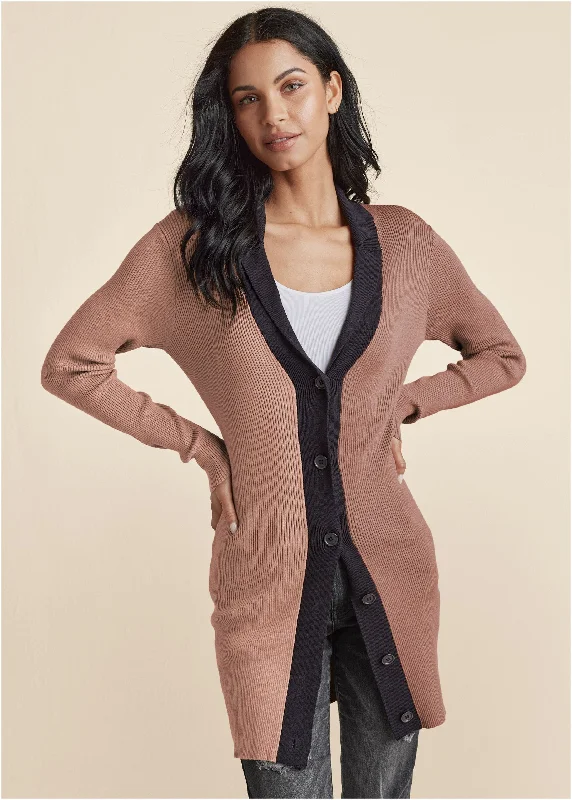 Weekend Bargains to Love Two-Tone Knit Cardigan - Tan