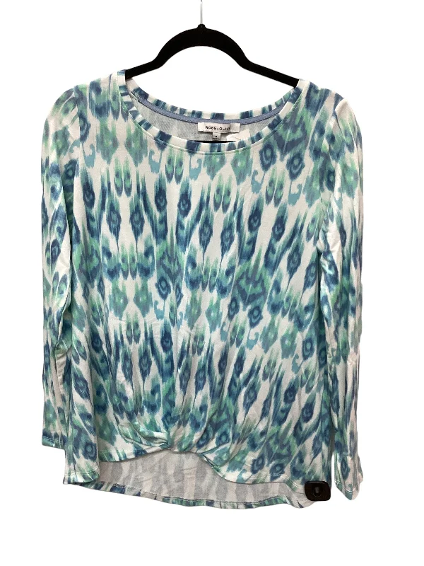 Top Long Sleeve By Rose And Olive In Blue & Green, Size: M