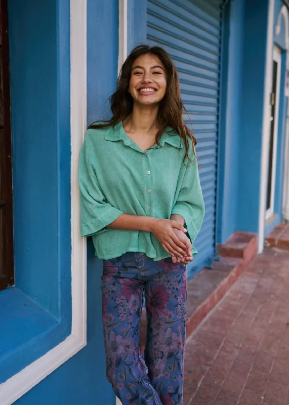 Italian Cotton Button up Shirt in Green