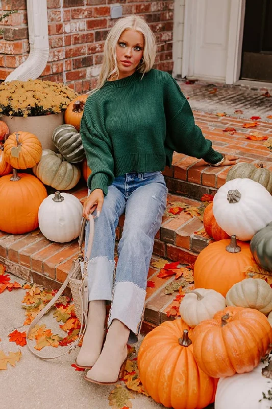 Harvest Wishes Ribbed Sweater in Hunter Green