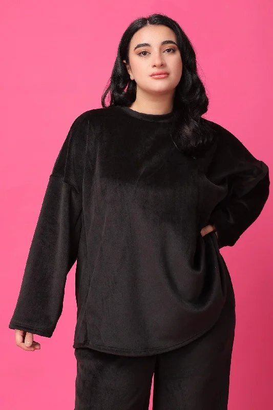 Black Solid Winter Top