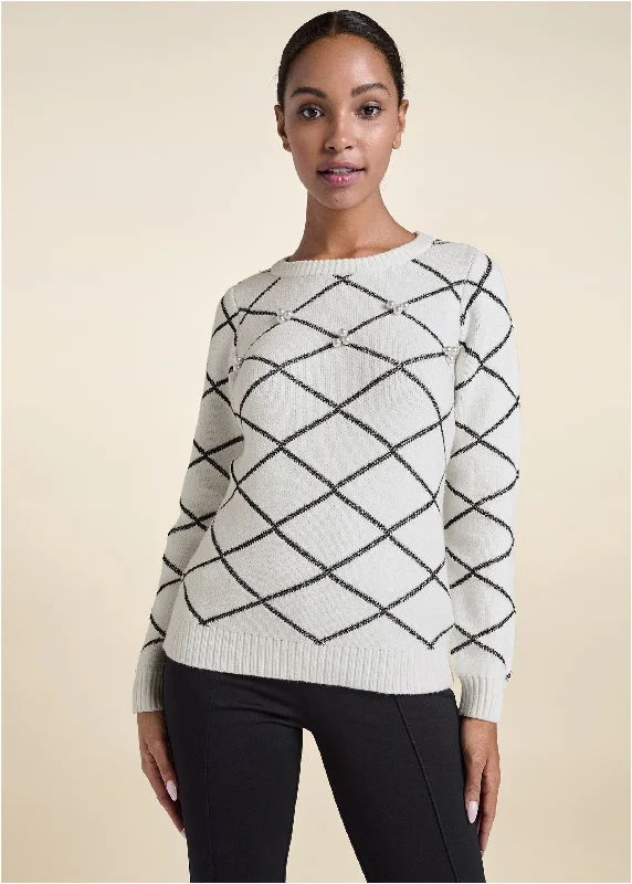 Sale Event Pearl Embellished Sweater - White Multi