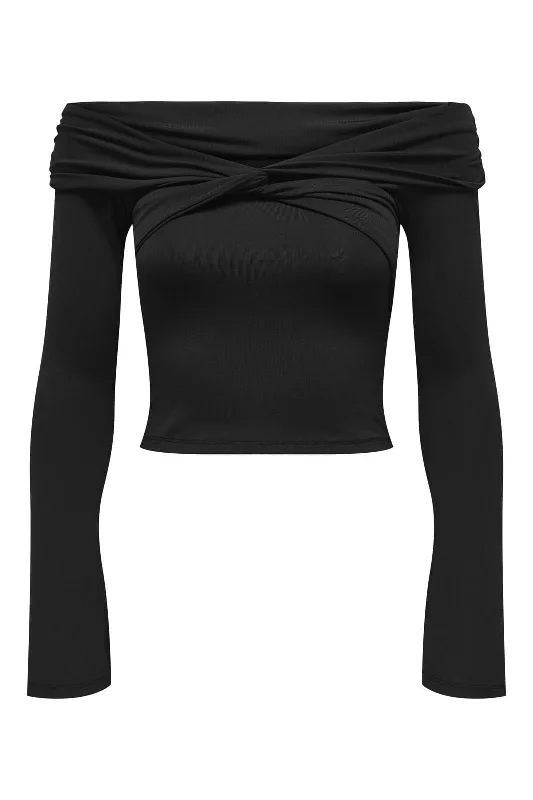 Only - Onlea L/S Twist Off Shoulder Top - 4702712 Black