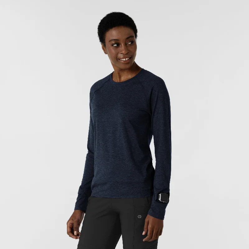 Women's Watch Window Long Sleeve Underscrub Top - Navy Heather