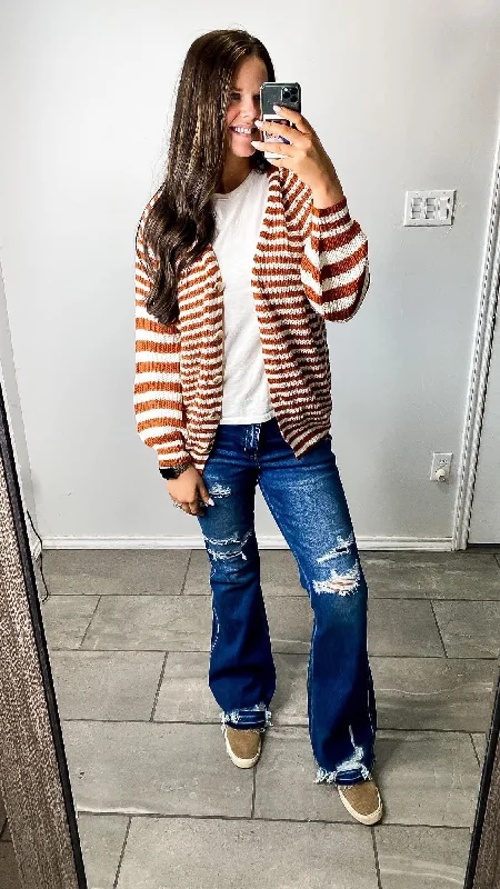 Striped Chunky Knit Cardigan