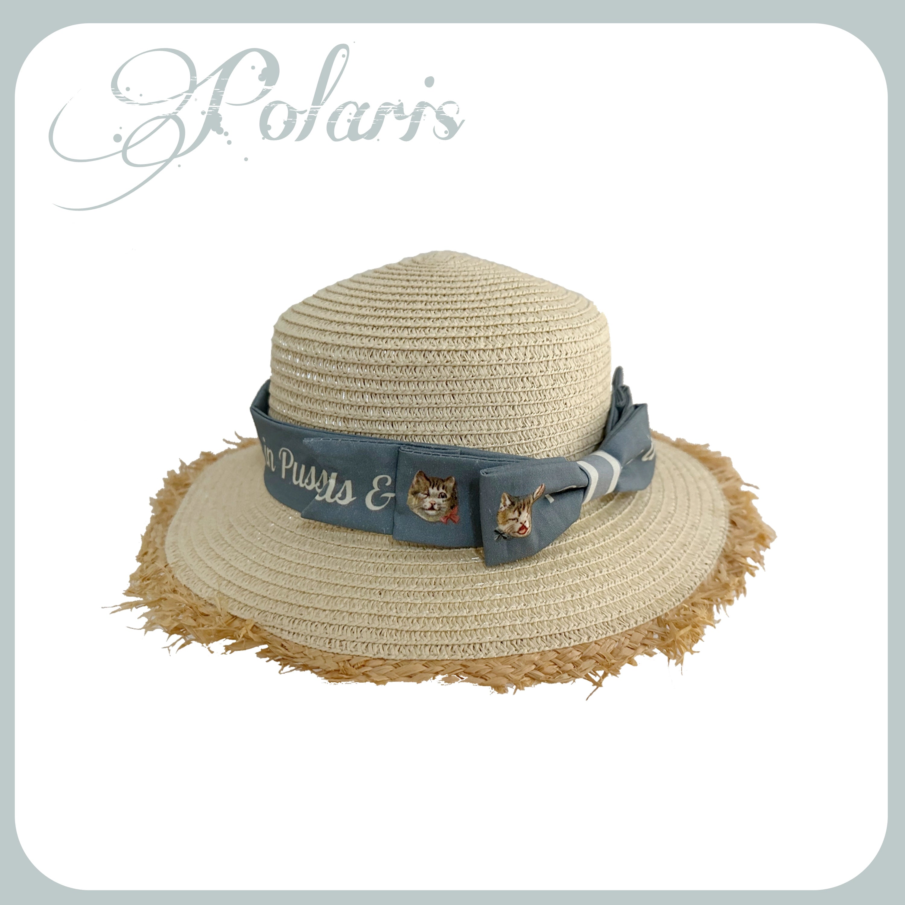 blue straw hat(with a hatband) only