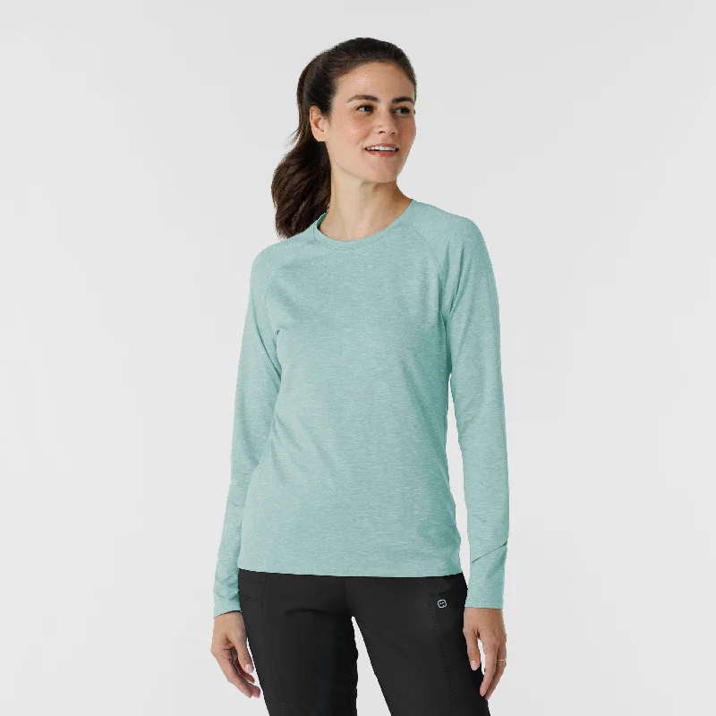 Women's Watch Window Long Sleeve Underscrub Top - Sky Blue Heather