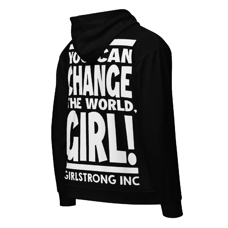 GS GRAPHIX ZIP HOODIE BLACK - YOU CAN CHANGE THE WORLD, GIRL!