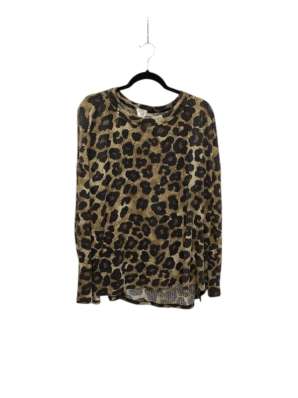 Top Long Sleeve By Fantastic Fawn In Animal Print, Size: L