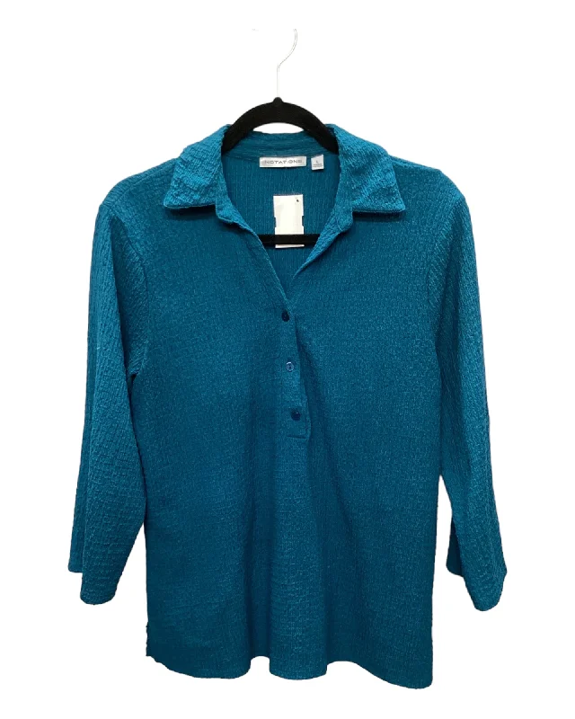 Top Long Sleeve By Notations In Blue, Size: L