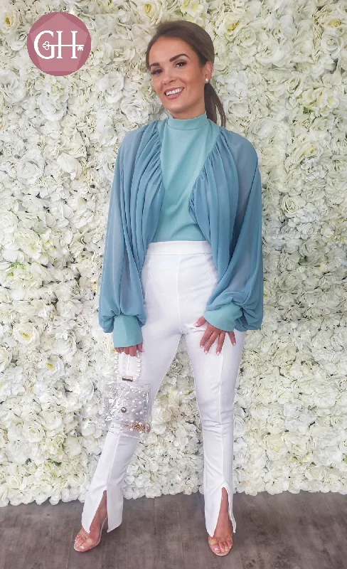 AQUA BELL SLEEVE BLOUSE