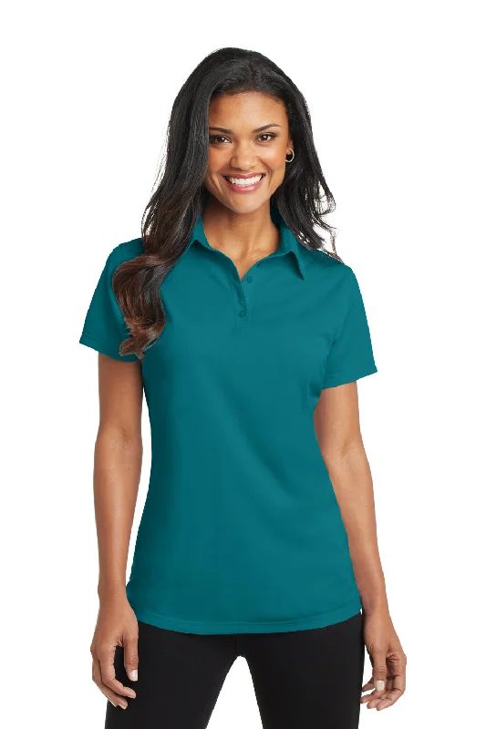 Port Authority Womens Dimension Moisture Wicking Short Sleeve Polo Shirt - Dark Teal Green - Closeout