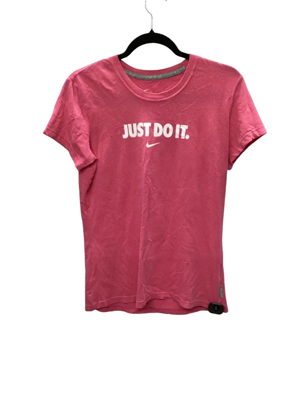 Athletic Top Short Sleeve By Nike Apparel In Pink, Size: L