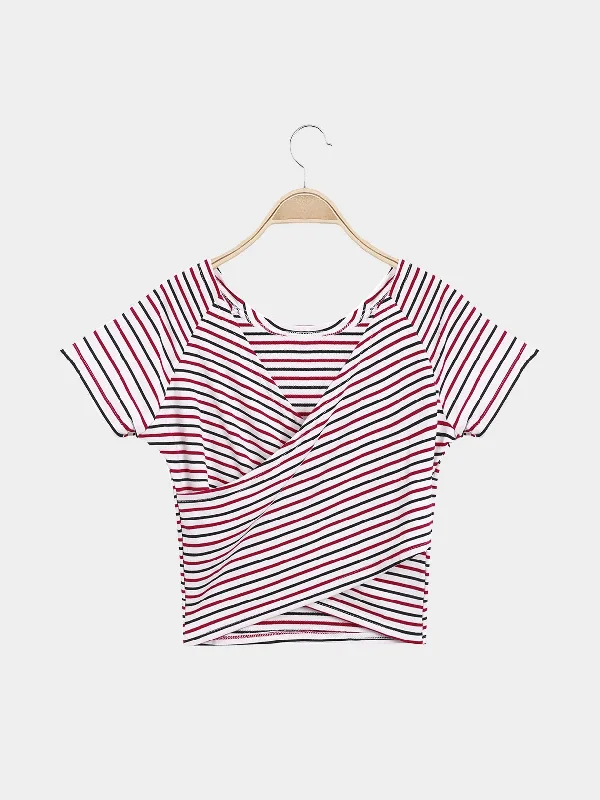 Custom Stripe Half Sleeve Red T-Shirts