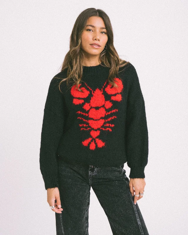 Weekend Deal TILTIL Skorpion Strickpullover Schwarz Rot Einheitsgröße