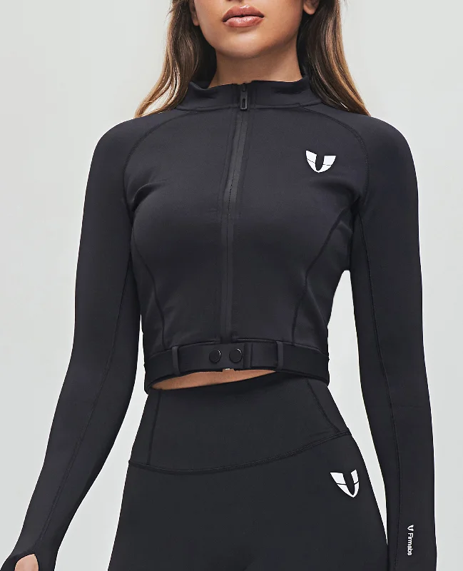 Full-zip Cropped Jacket Plus - Black