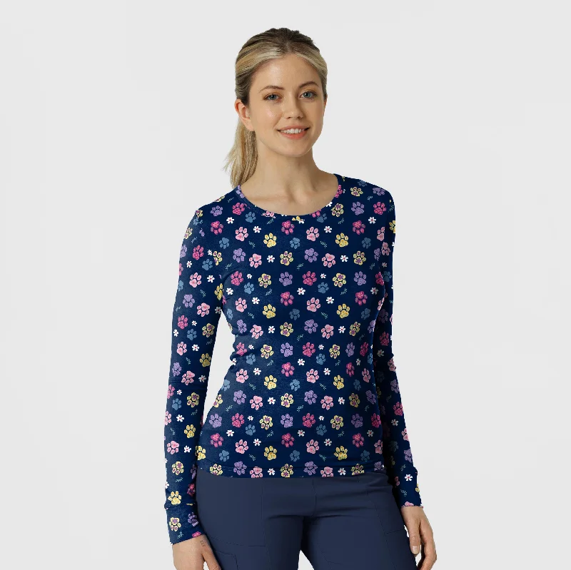 Women's All-over Print Silky Tee - Springtime Stroll Navy