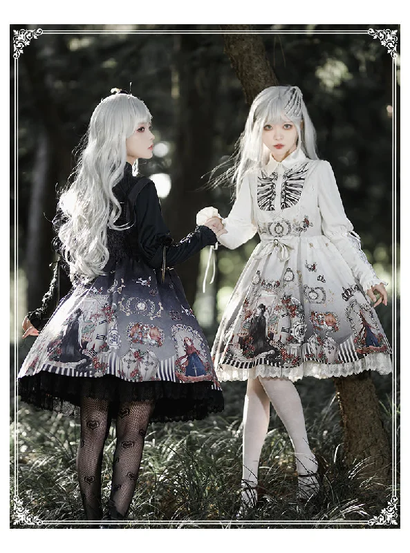 YingLuoFu~Black Fairytale~Gothic Twins Lolita JSK