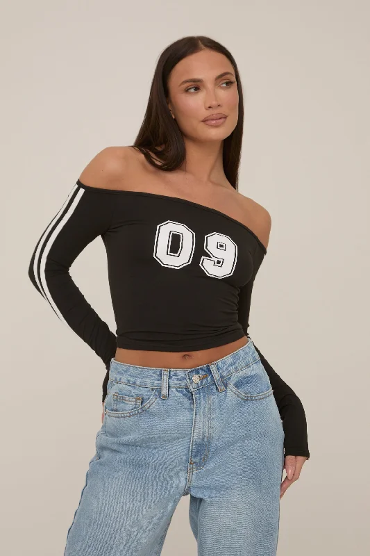 Black Varisty Number Crop Top - January