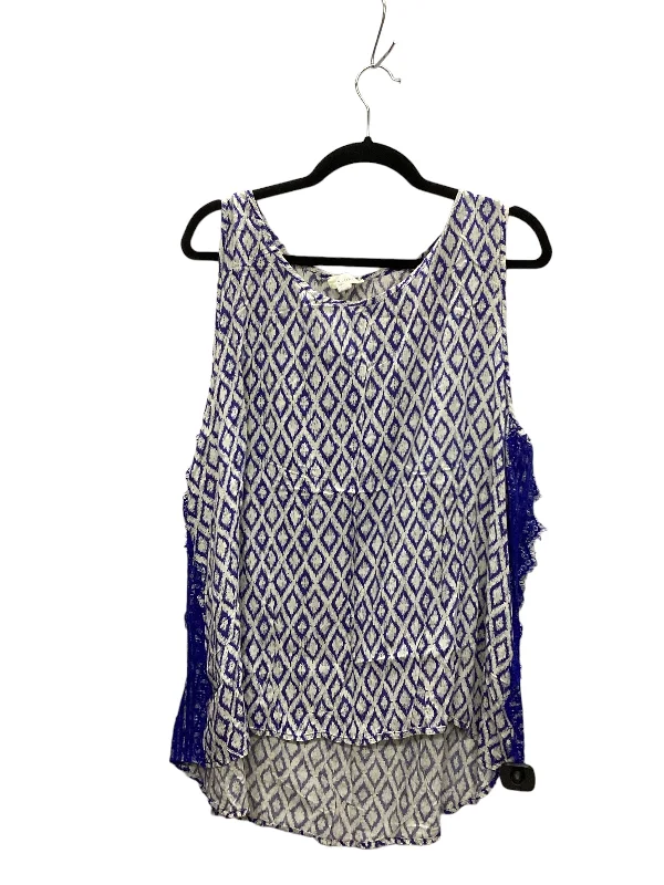 Blue & Cream Top Sleeveless Nurture, Size Xl