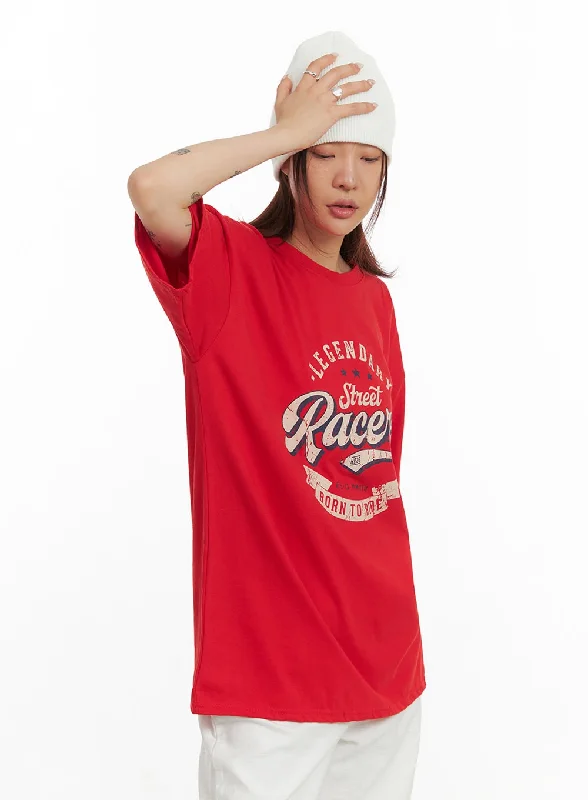 Oversize Graphic Lettering Tee IY410