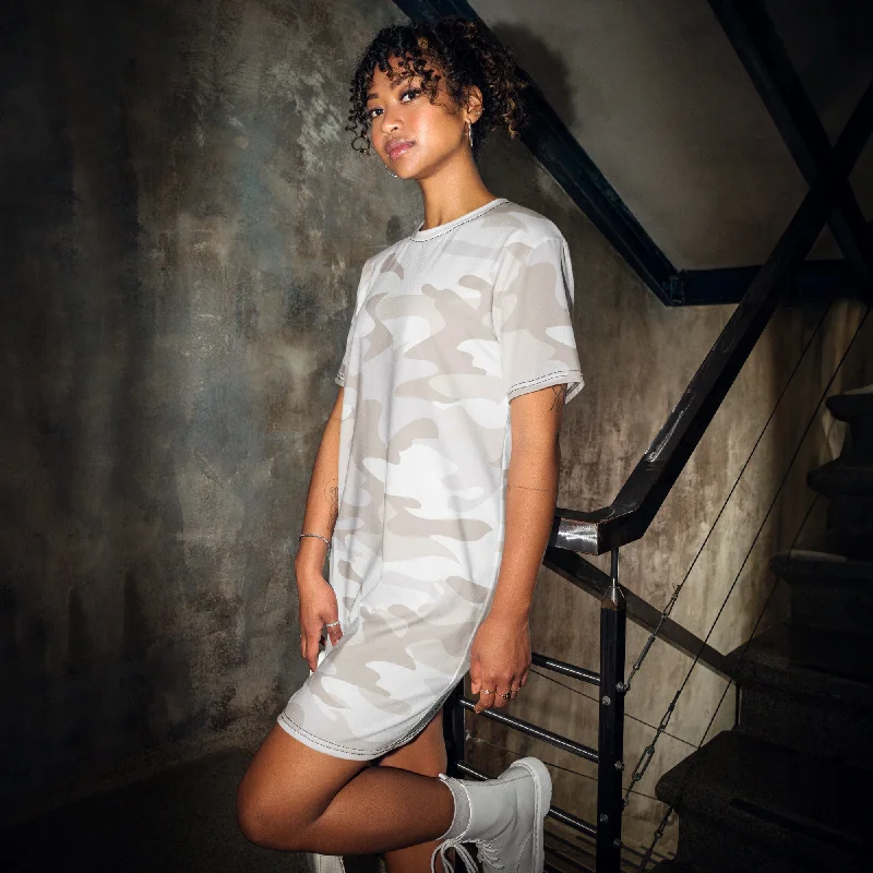 HOT SHOT, T-SHIRT DRESS WHITE CAMO