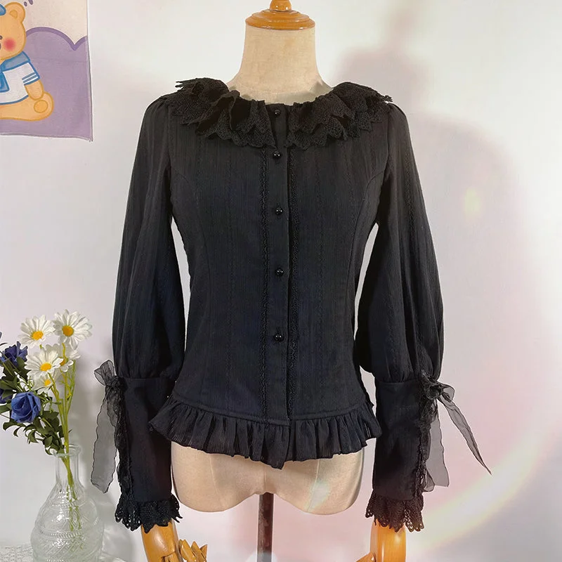 Sakurada Fawn~Plus Size Lolita Cotton Velvet Long Sleeve Blouse