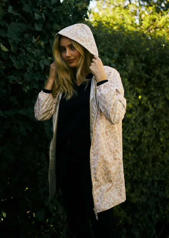 Reversible All Weather Jacket with Animal Print in Beige