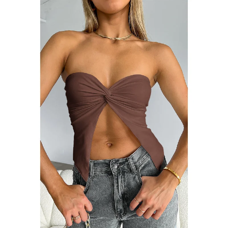 Sexy Solid Color Twist Knot Bralette Backless Top Wholesale Womens Tops