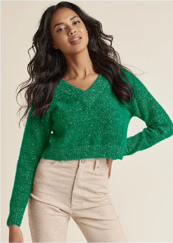 Deep Discounts V-Neck Sweater - Emerald