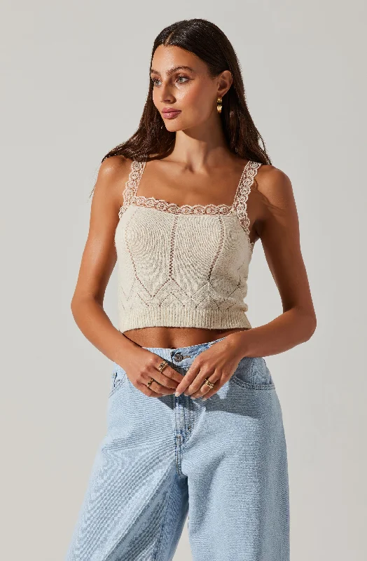 Discount Mania Arlie Lace Trimmed Sweater Tank
