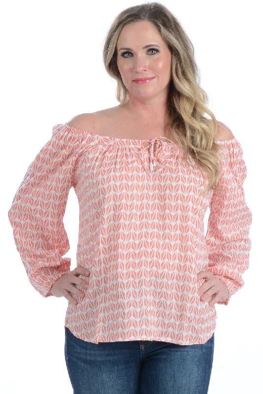 Peasant Top / Coral Geometric