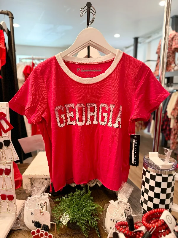 Georgia Football Distressed Cropped Tee