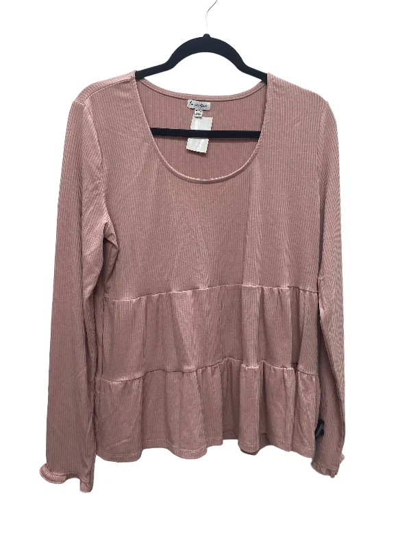 Top Long Sleeve By Love Fire In Pink, Size: Xl