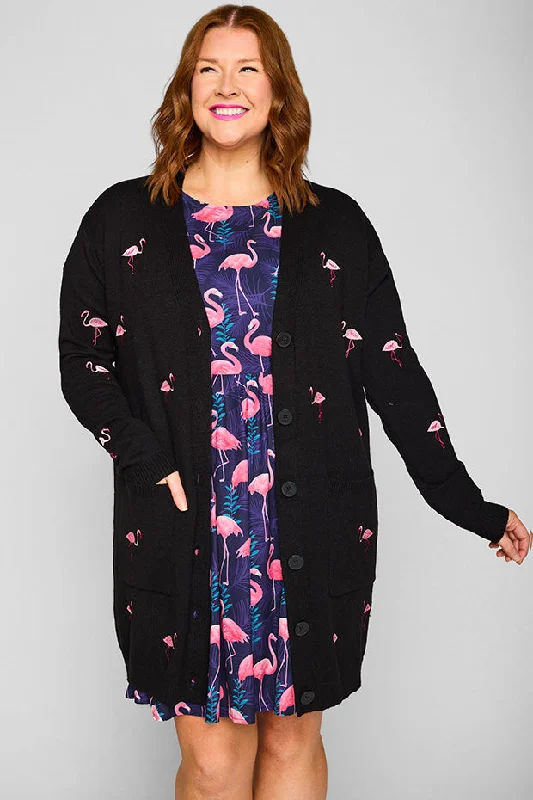 Angela Black Flamingo Cardi